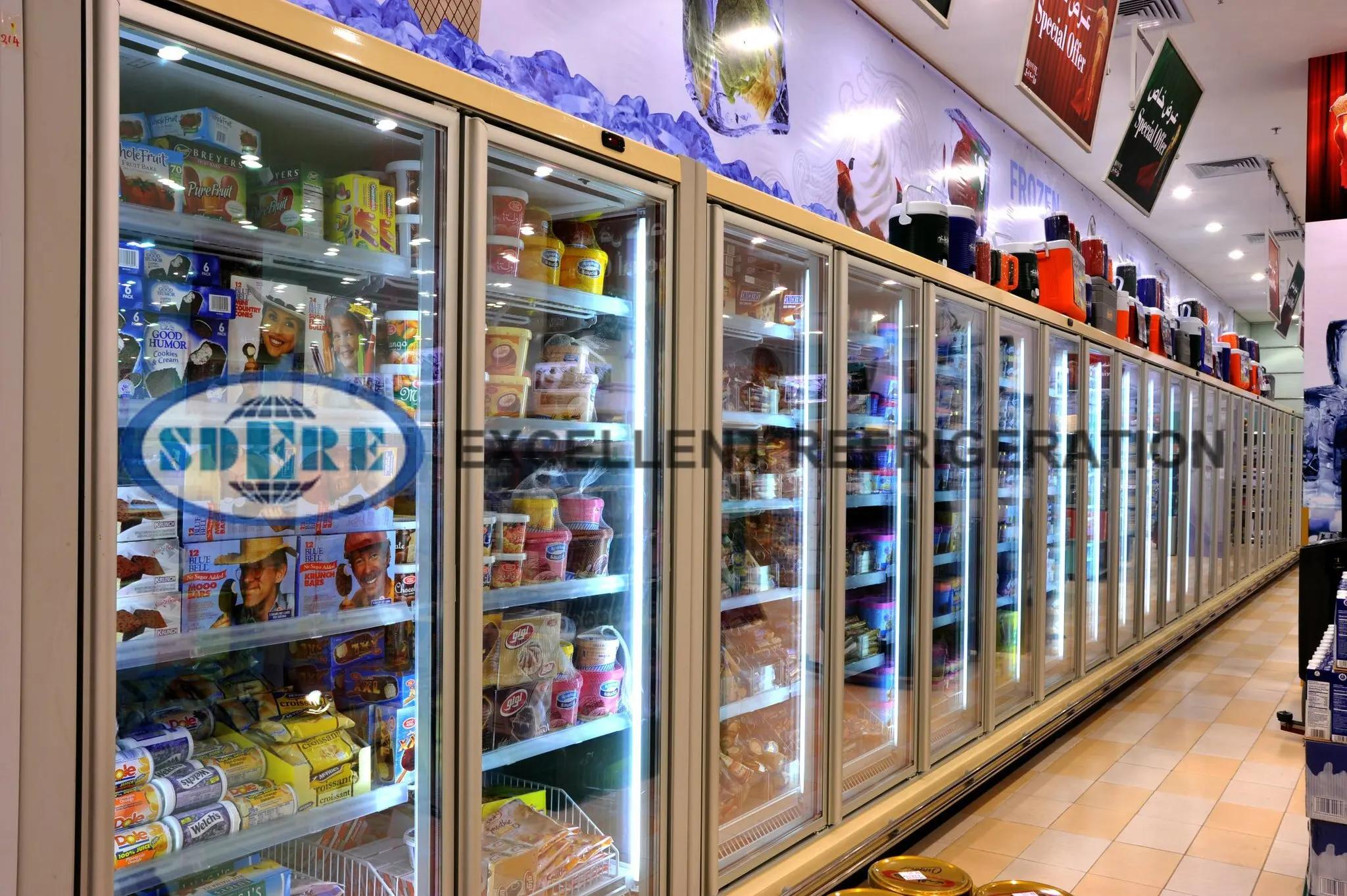 Glass Door Display Refrigerator Commercial Beverage Refrigeration Equipment Deep Display Fridge Freezer