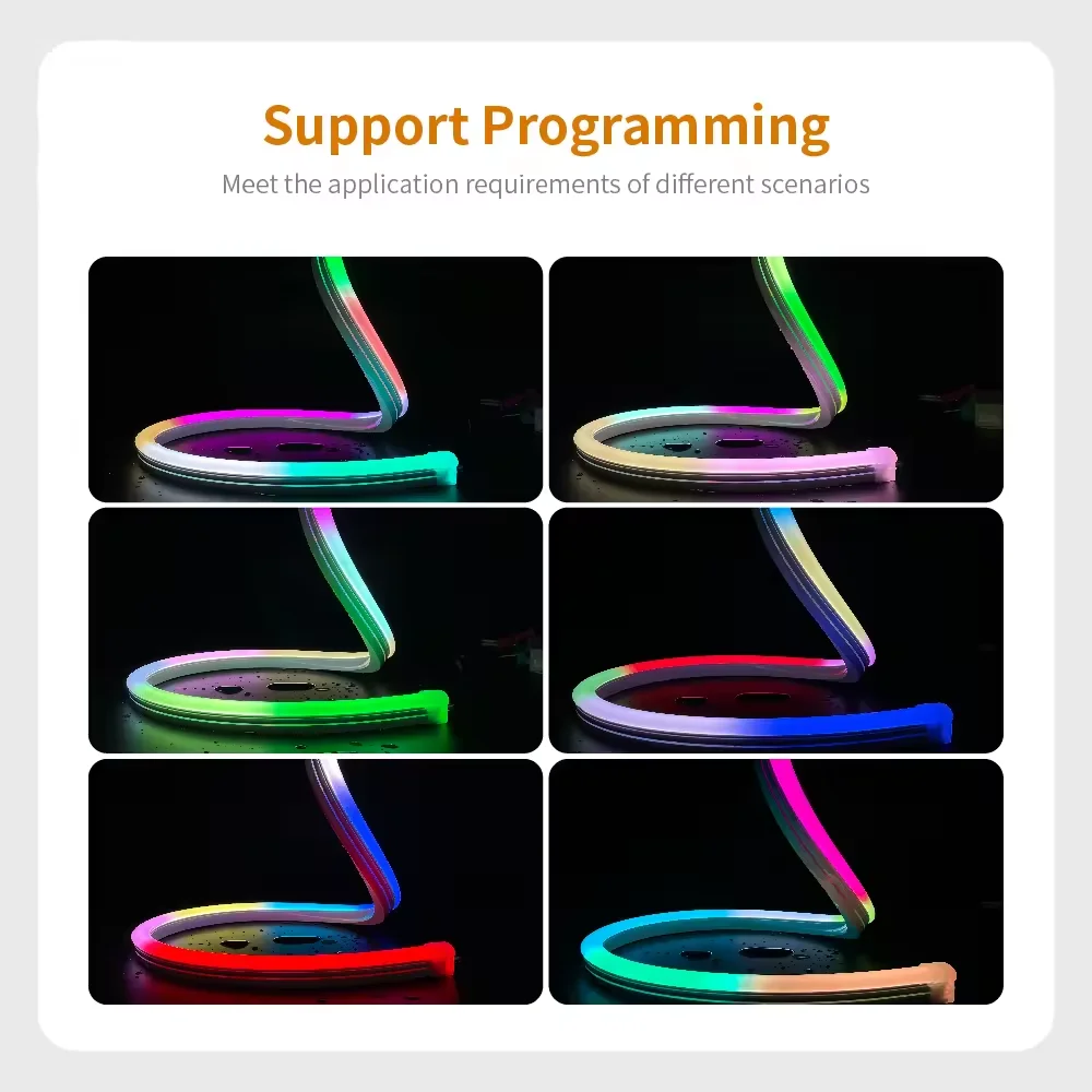 Support Programming DMX512 or SPI 1225 digital Silicone Side lighting neon strip DC24V digital Magic Mono cloor/RGB/RGBW