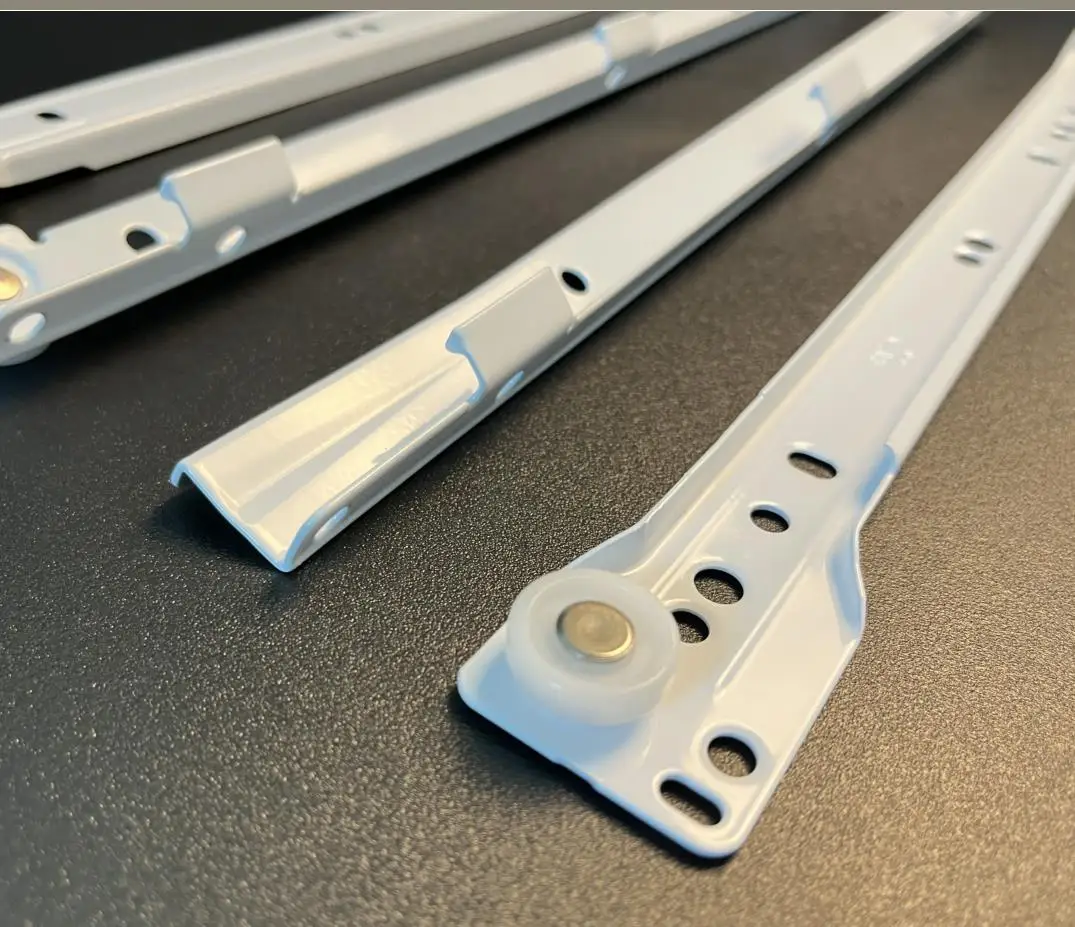 White Powder Coated Slide Adjustable FGV Drawer Slide Powder Coated White FGV Type Steel Track Rails Drawer Slide
