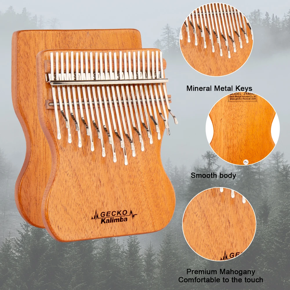 Featured gift wooden finger piano 24 keys kalimba