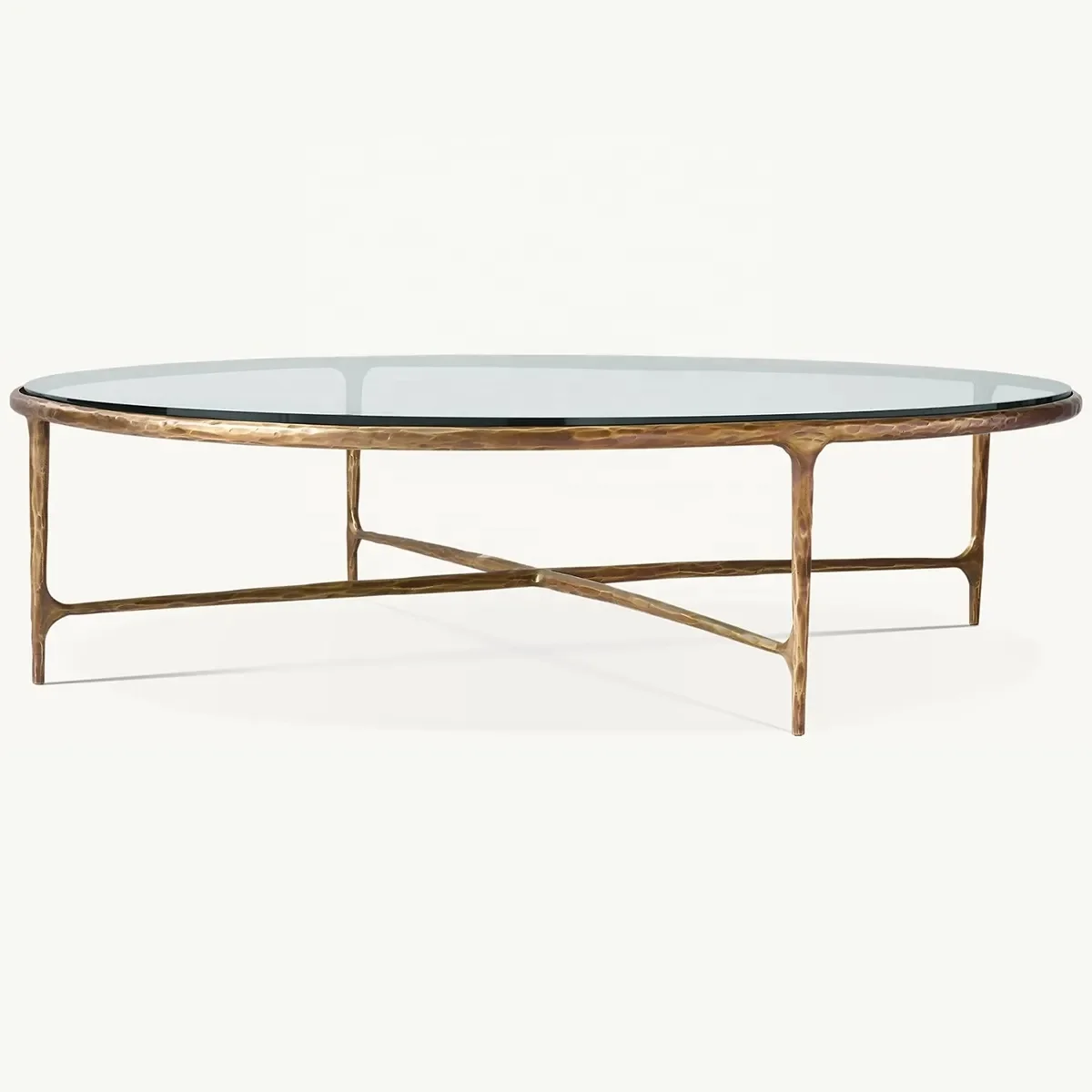 AIRFFY OEM/ODM Factory Living Room Furniture Thaddeus Modern Luxury Round Forged Metal Glass Coffee Table