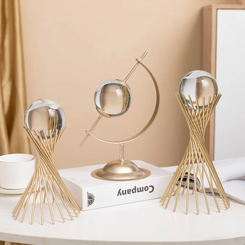 Luxury Art Creative Metal Crafts Home Decor Accessories Items Gold Crystal Home Decoration Ornaments For Living Room