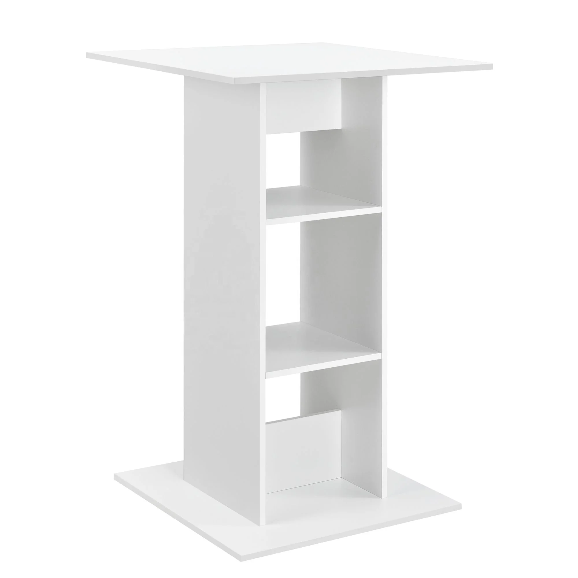 Square Bar Table with 3 Shelves 110 x 70 x 70 cm White