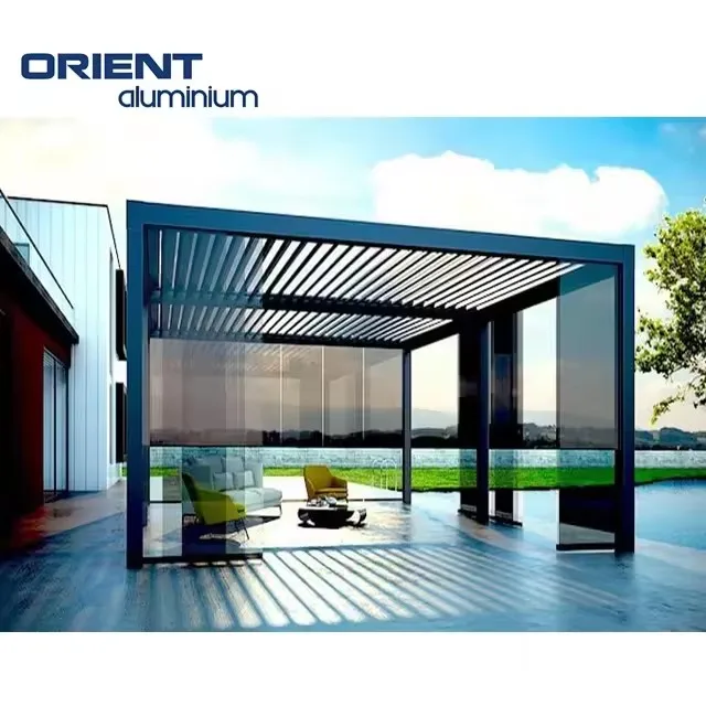 New Design 4x6 Garden Aluminium Gazebo Motorized Sunshade Louver Roof for Garages Canopies & Carports Outdoor Pergola