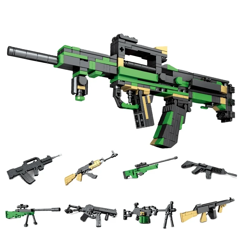 WOMA TOYS C0168 Quality Brand Building Brick Boy Model Plastic Micro Gun Block Set Kids Includes AK-47 M416 SMG Sniper DIY
