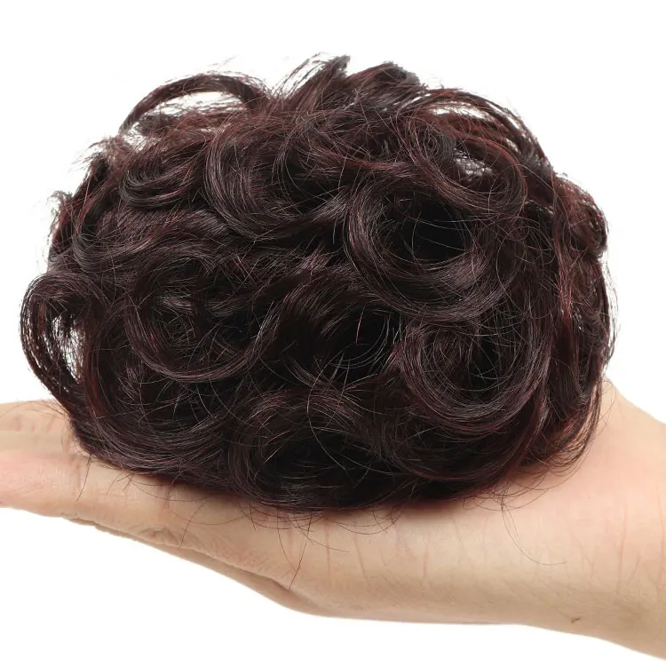 100% real hair bun donut elastic cord rubber band bun cushion messy hair ring ponytail elastic bun wig