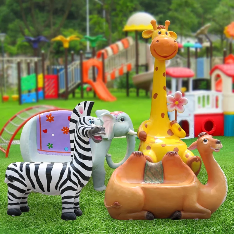 Amusement Park Decoration Cartoon Resin Fiberglass Animal Seat Chair Bench Statue for Sale