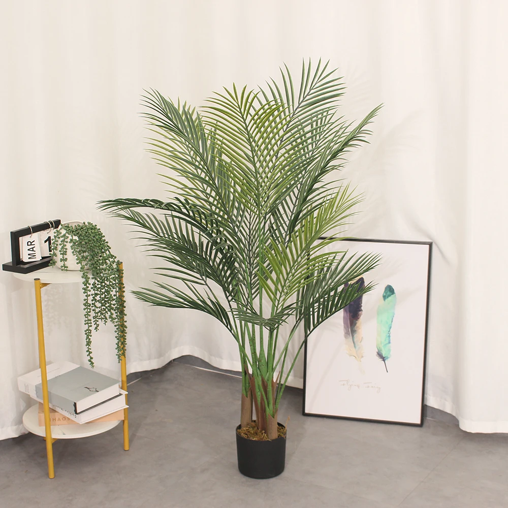 Wholesale UV Resistant Artificial Palm Tree Indoor Outdoor Home Decoration Phoenix Potted Green Tree PE Plastic