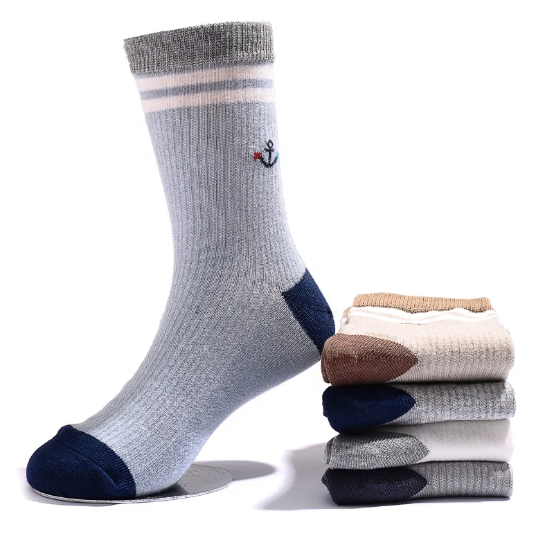
High Quality 100% Cotton Anchor Design Customized Logo Sublimation Blanks Children Crew Socks for Youth Boy Girl 