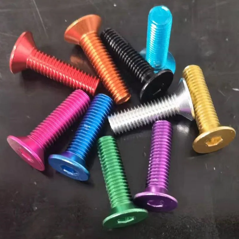 M4 M5 M6 M7 Flat Head Colorful Aluminum Screw Aluminum Hex Socket Countersunk Head Screw