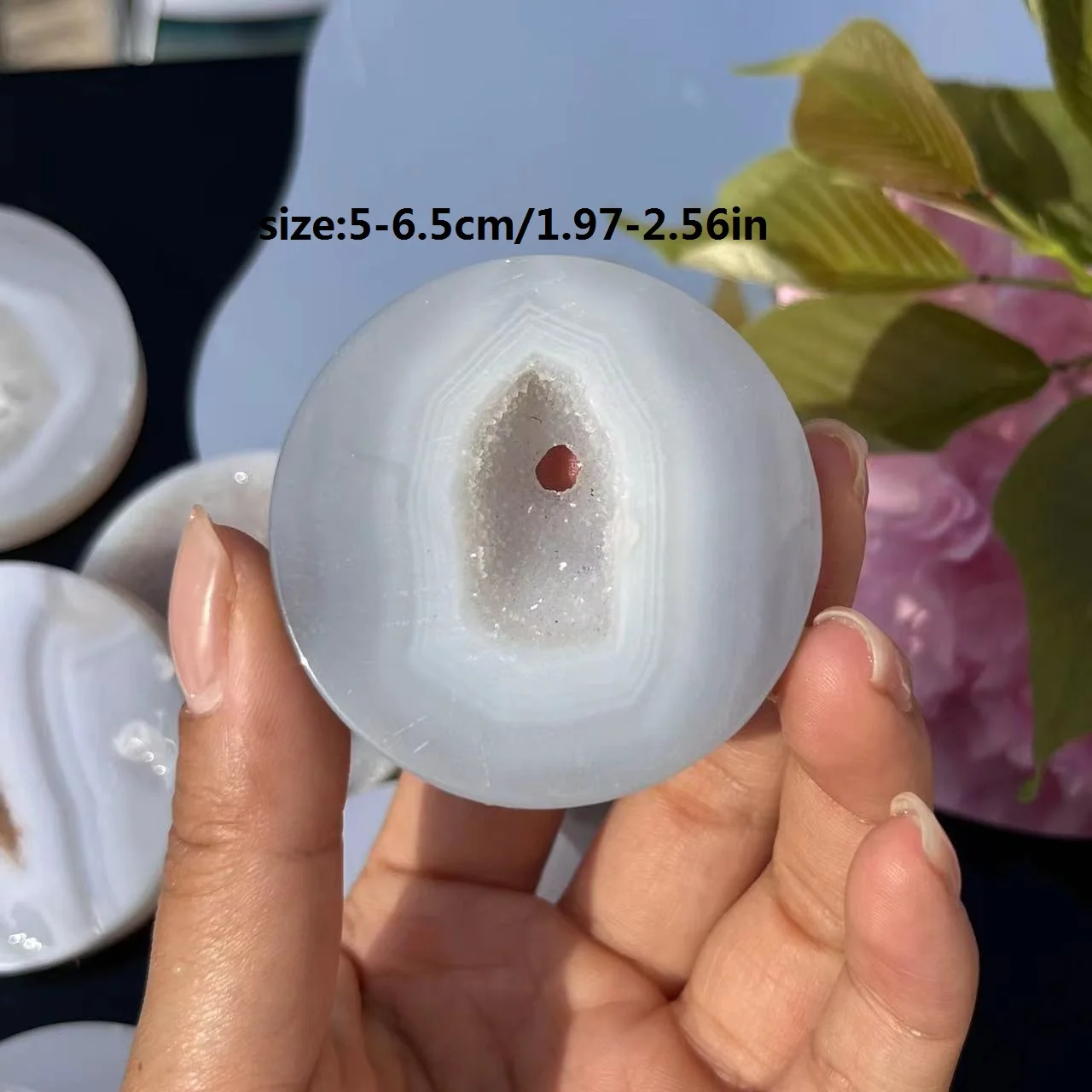 1pc agate with druzy round slabs for sale natural crystal agate coaster best decoration agate coaster DIY
