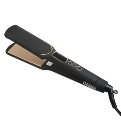 2023 г., очень широкий выпрямитель для волос с титановой пластиной и черной резиновой ручкой, с ЖК-дисплеем