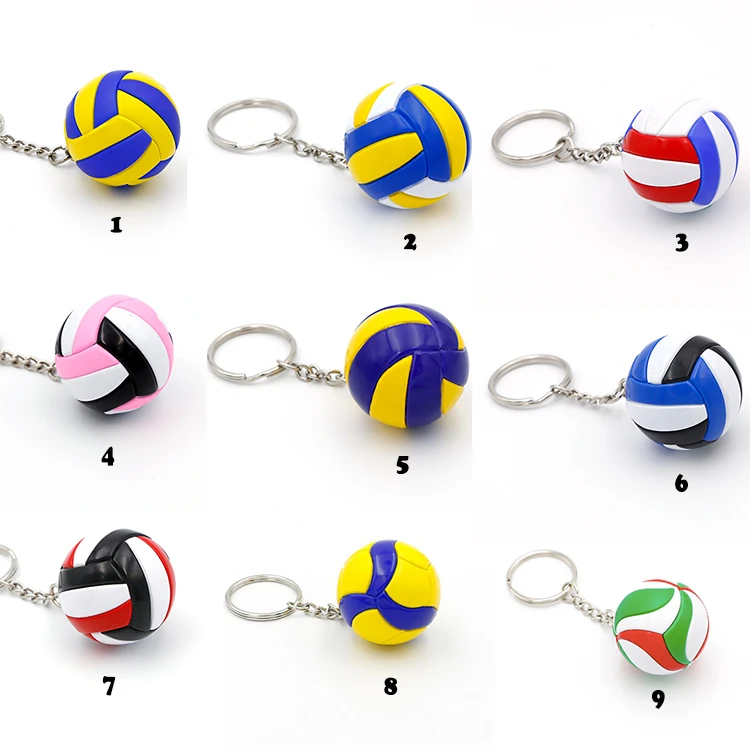 Cheap mini sports souvenir gifts keychain custom volleyball shape print logo ball keychain wholesale