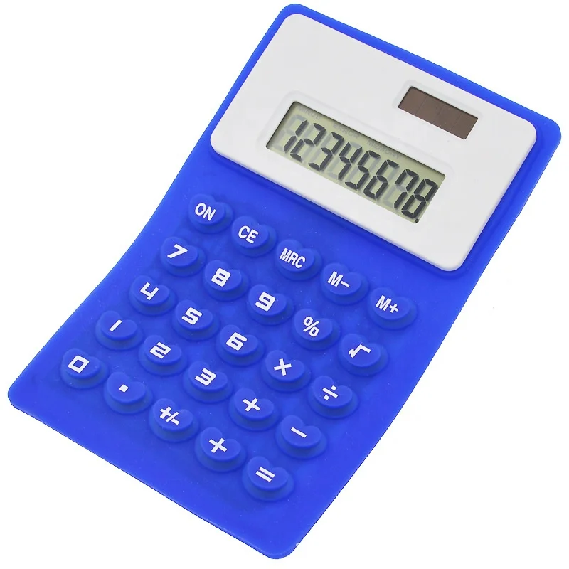 Solar Power Silicone Flexible Calculator Promotional calculator two Power way Silicon rubber foldable calculator