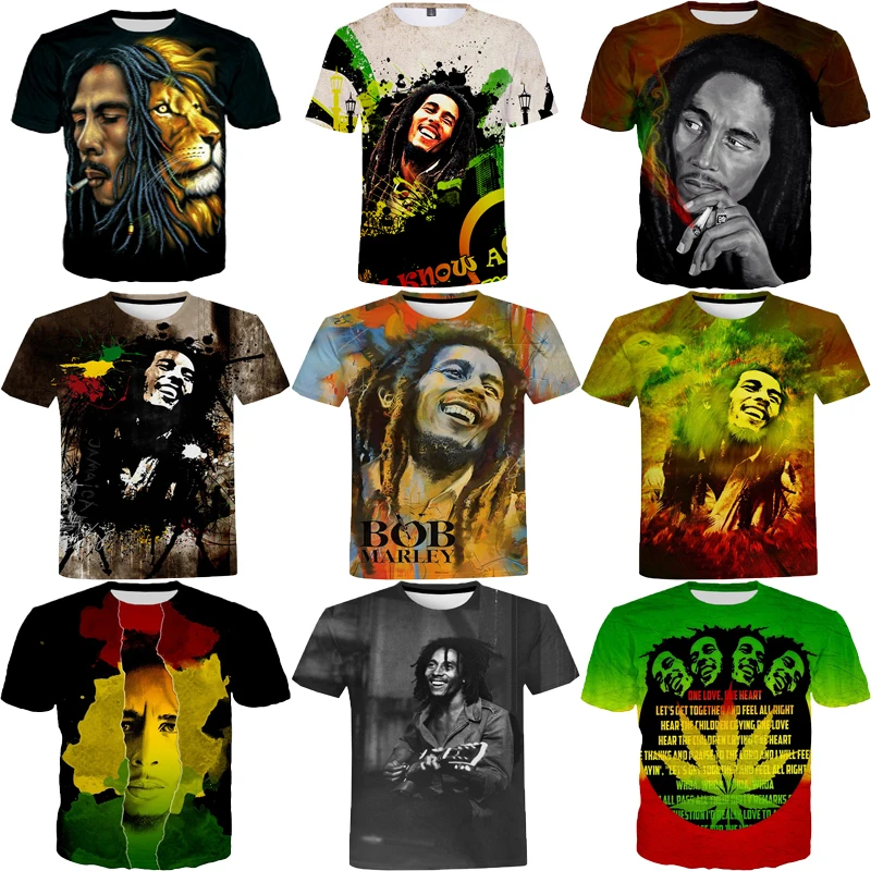 Hip Hop shirt for Marley Bob Printed T-shirts Women Pop Funny Music Rock Bob Marley Plussize Shirt For Men