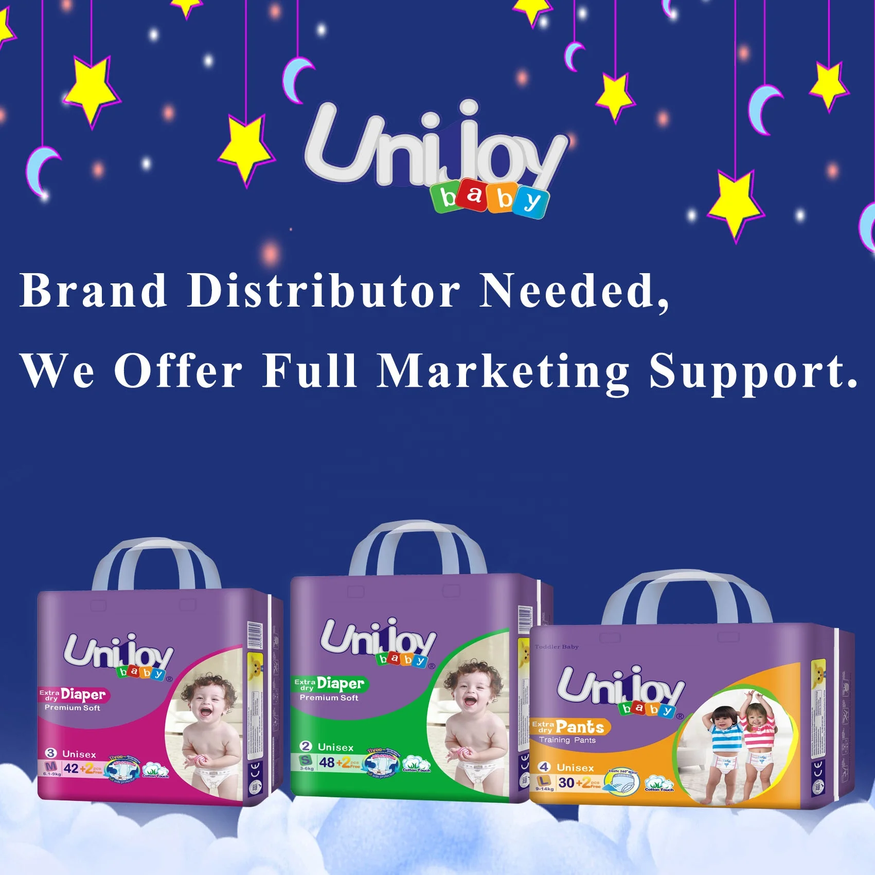 Unijoy бренд S M L XL детские подгузники Прямая продажа с фабрики дешевые высококачественные памперсы сухие оптовая из