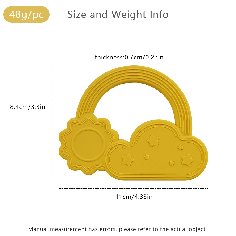 THB11216 DIY Chewable Rainbow Silicone Teether Toys Bebe Mordedor Infant Sore Gums Pain Relieve Teething Toy