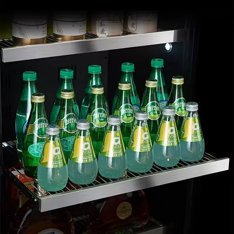 Low noise upgrade compressor cooler 208L counter with lock and key ordering area glass door wine refrigerator