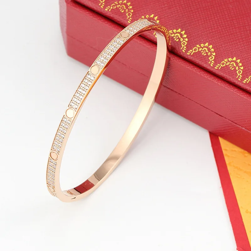 
Classic Engagement Love Screw Cuff C Bangle Bracelet Ason Stainless Steel Jewelry for Women high quality diamond Bracelet 