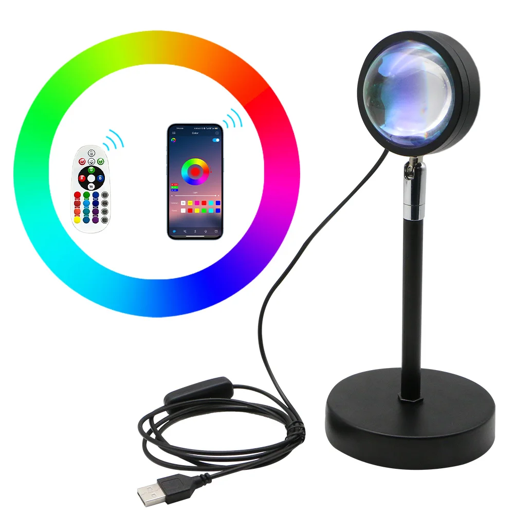 Hot sale bluetooth smart floor lamp projection light rainbow sunset projector led sunset lamp