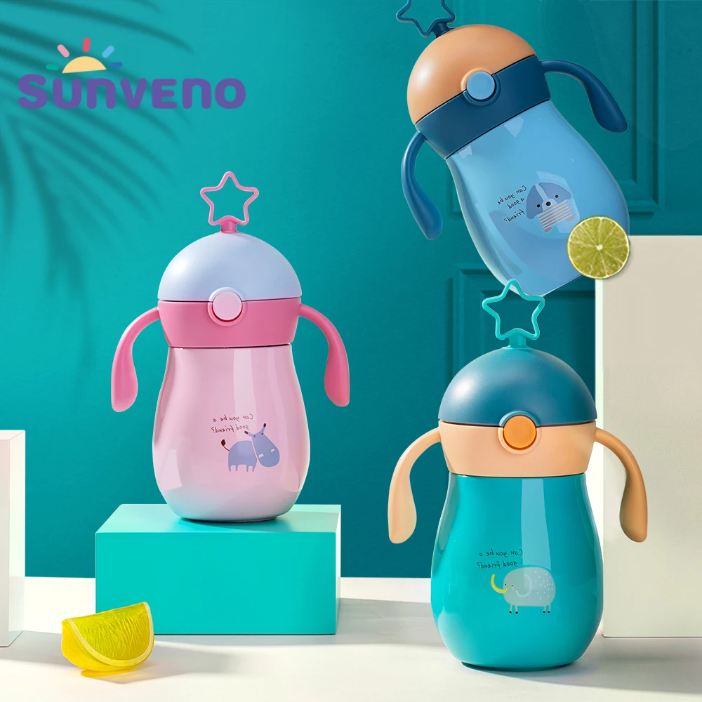  Мультяшный детский термос Sunveno 260 мл кружка с мягким носиком соломенная чашка гравитационным шариком для воды