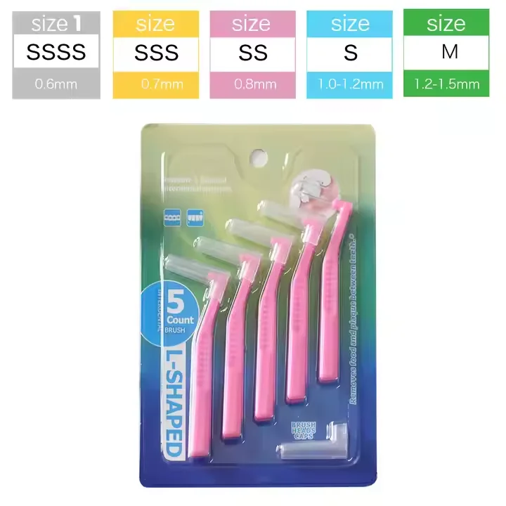 OEM L-shape disposable interdental brush cepillo dental de ortodoncia interdental deep cleaning