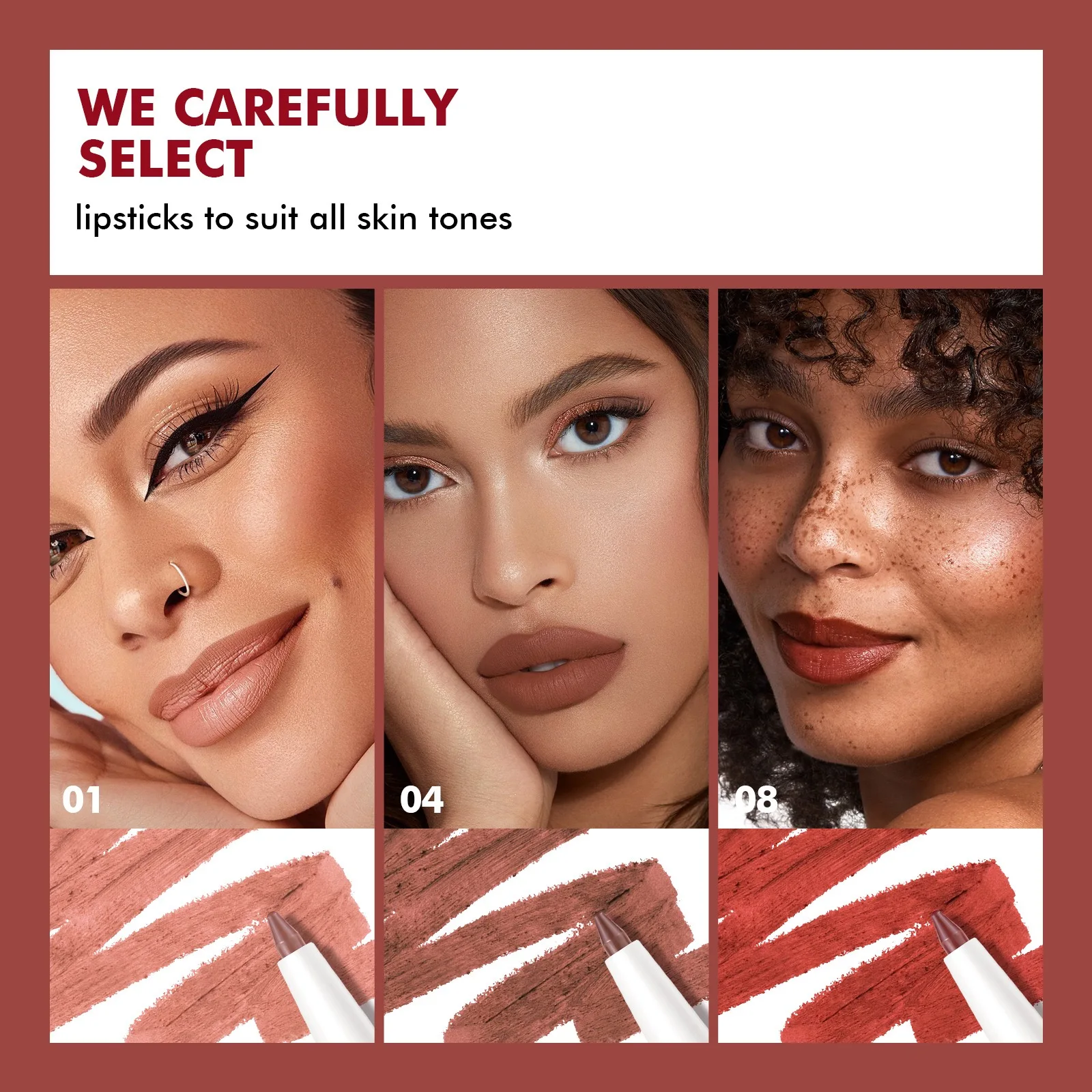 Wholesale creamy lip liner highly pigmented natural Private brand waterproofing lipliner 8 colors lip liner