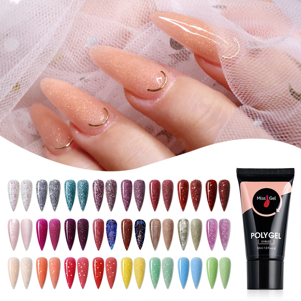 70 Glitter Color Poligel Wholesale Nail Supplies UV Poly Gel Polish Nail Poligel