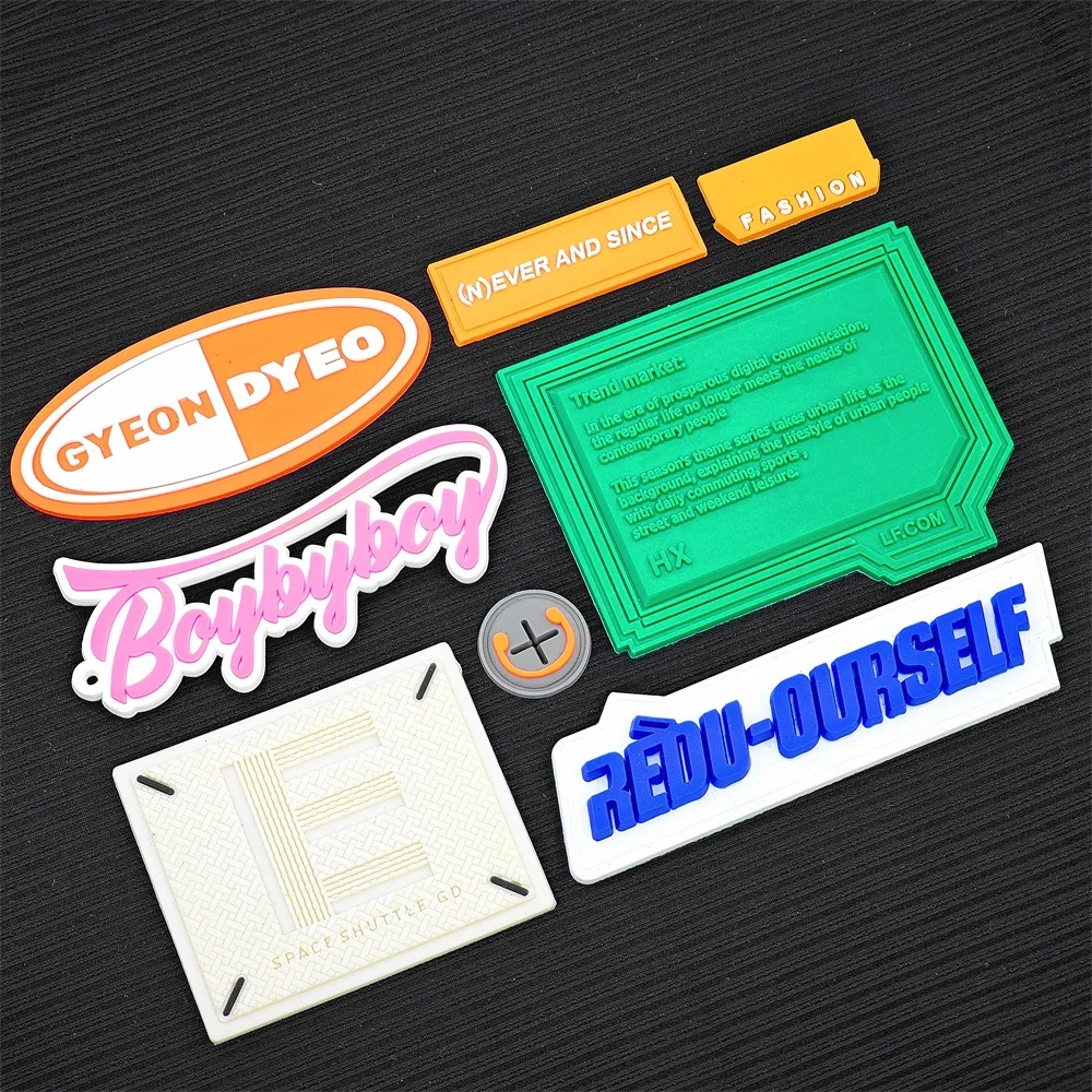 Designer 3d raised Effect printing pvc clothes Soft logos clothing silicone custom rubber patch for clothing clothes custom