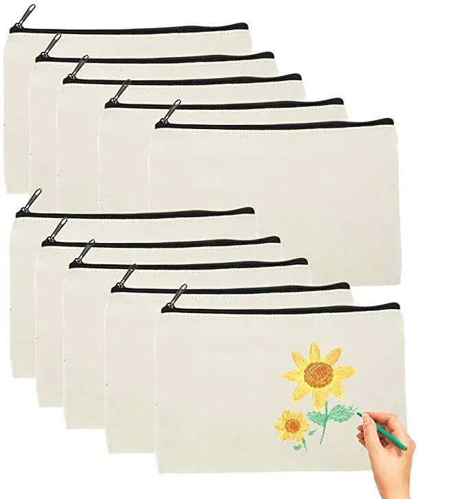 Custom logo portable canvas pencilcanvas pencil case for kids