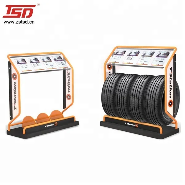 store pos red metal single tire car shop display rack automobile tyres display stand for retail