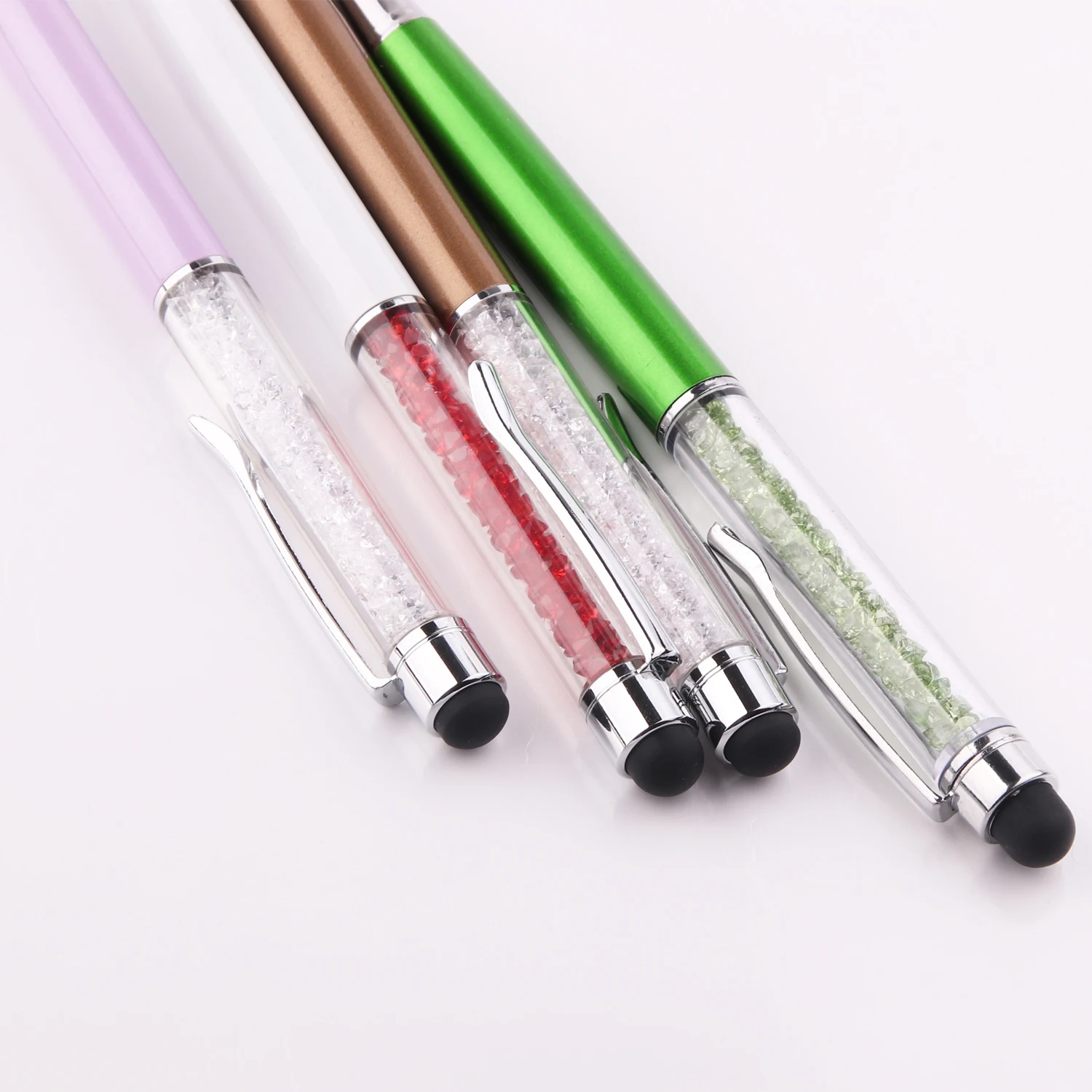 Promotional diamond crystal pen customized logo printed with stylus touch active stylus pen