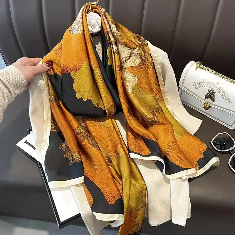 2024 autumn new style big size silk scarf 180 * 90 fashion woman polyester scarf shawls factories China