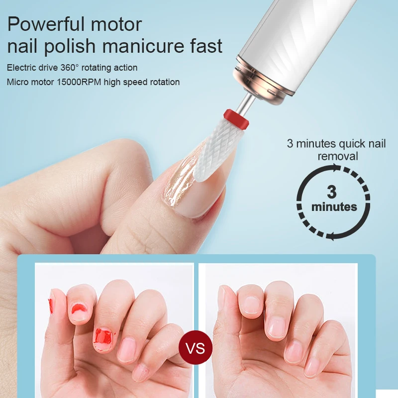 Mini Electric Nail Drill Apparatus for Manicure Gel Cuticle Remover Pedicure Machine Milling Drill Bits Set Polishing Cutters