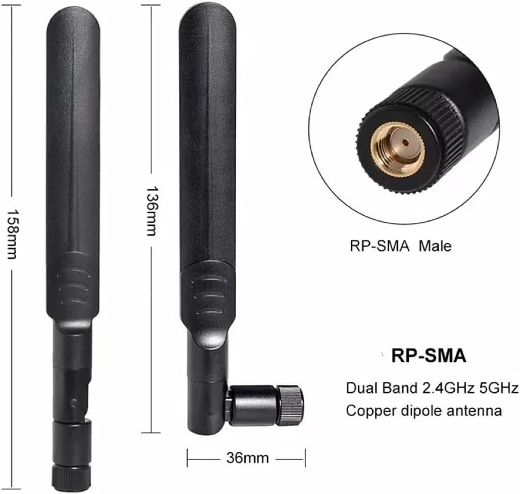 RP SMA Connector communication antenna 2.4GHz 5.8G Wifi antenna Rubber duck Dual Band dipole antenna