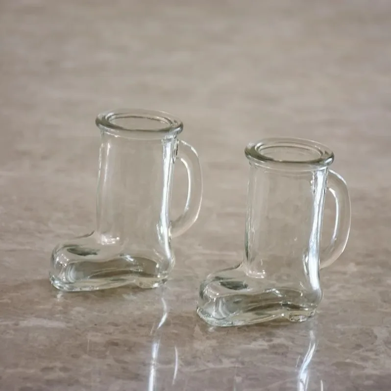 wholesale Boot Funny Shot Glasses with Handle Heavy Base Beer Boot Shoe Glass 50ml Cowboy Boot Shot Glass Clear Mini Glass