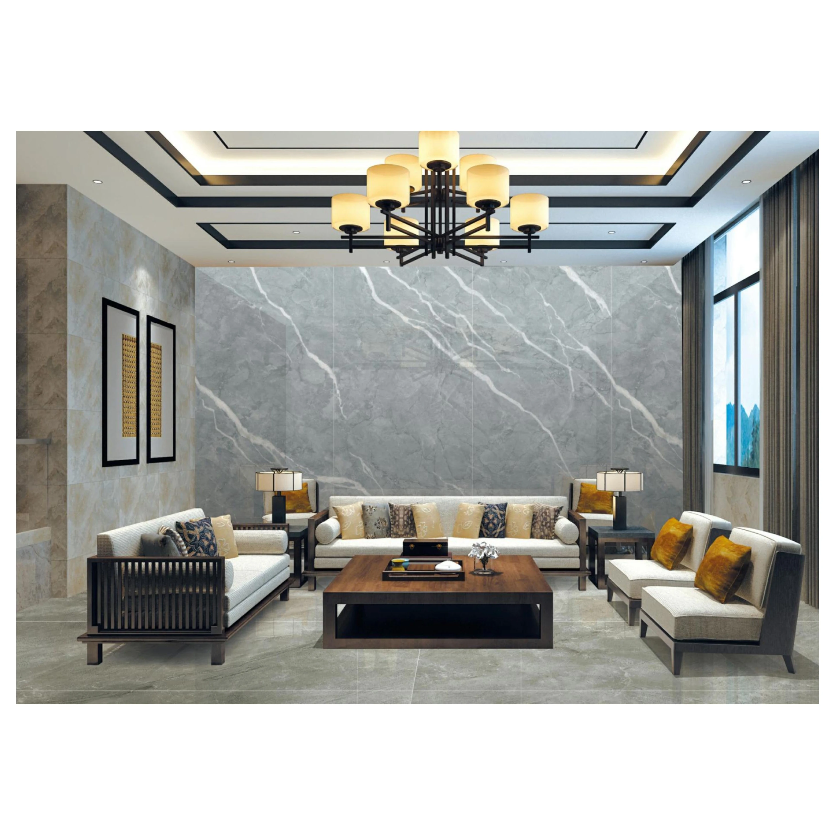 Floor wall big porcelain tile light grey color marble slabs polish glazed slab with cheap price for floor wall decoration