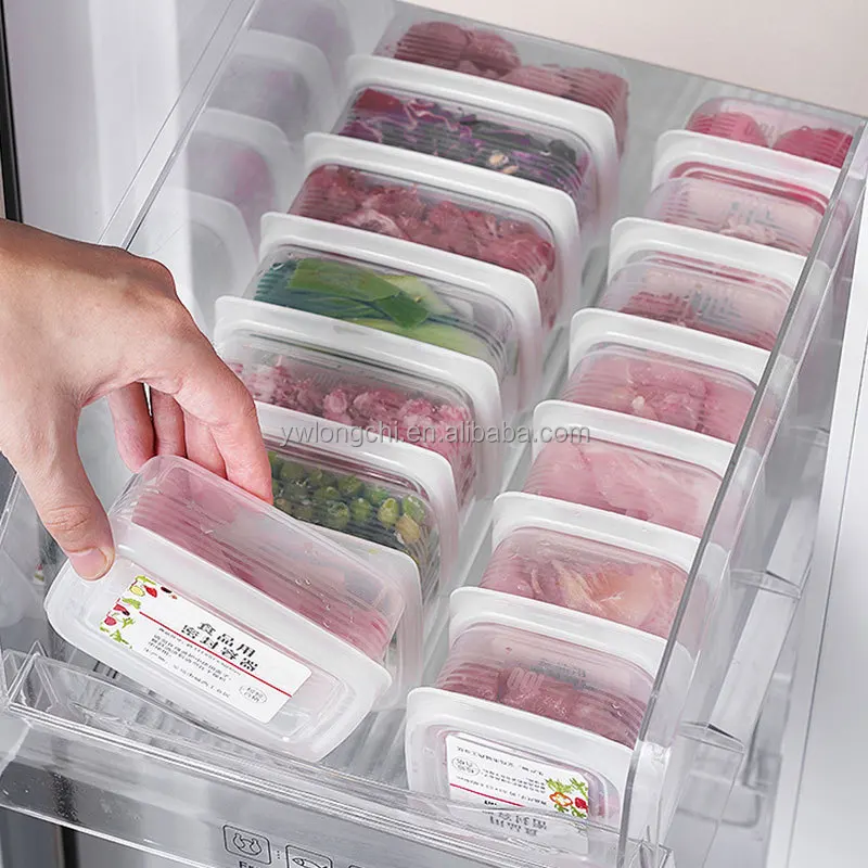 2024 Plastic Food Container Storage Box Kitchen Meat Fruit Vegetable Storage Box for Refrigerator