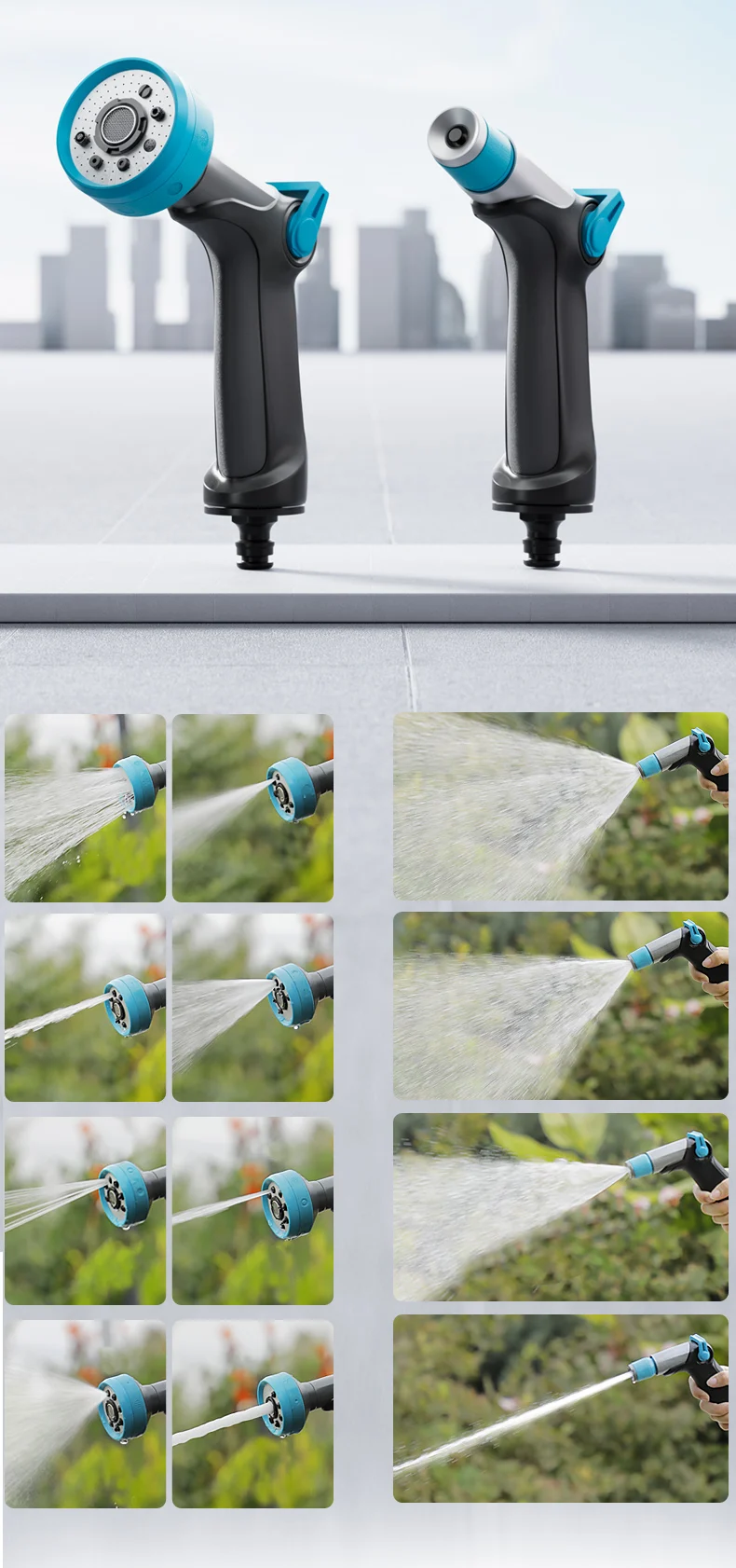 China Manufacture Direct Sale Garden Water Hose Spray Nozzle Gun Brass Adjustable Portable Garden Water Spray Nozzle