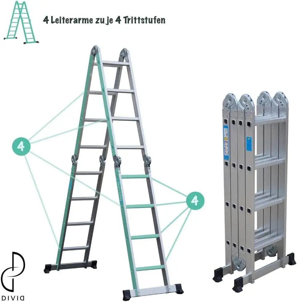 Price Articulated Aluminium Multifunctional Ladder 4*3 4*4 4*5 4*6 Steps For Home And Outdoor Using