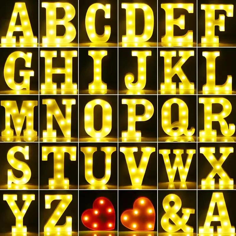 3D Alphabet Letters Number Lamp Led Luminous Lights Battery Night Light For Weddings Party Festive Days Home Bedroom Decoration
