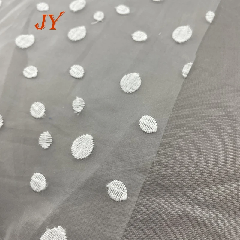 B0504 Special dots pattern Silk Embroidered Organza Chiffon Embroidery Fabric For Dress Made