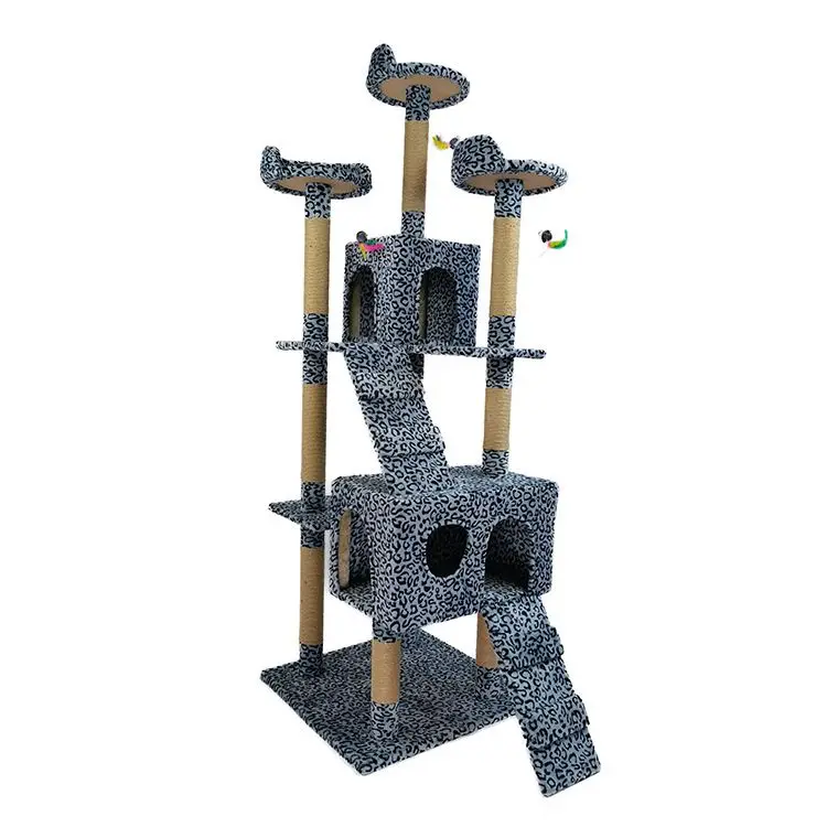 Big Wooden Scratcher Tower Luxury Real Sisal Novel Reinforced Elevated Outdoor Big Cat Tree House
