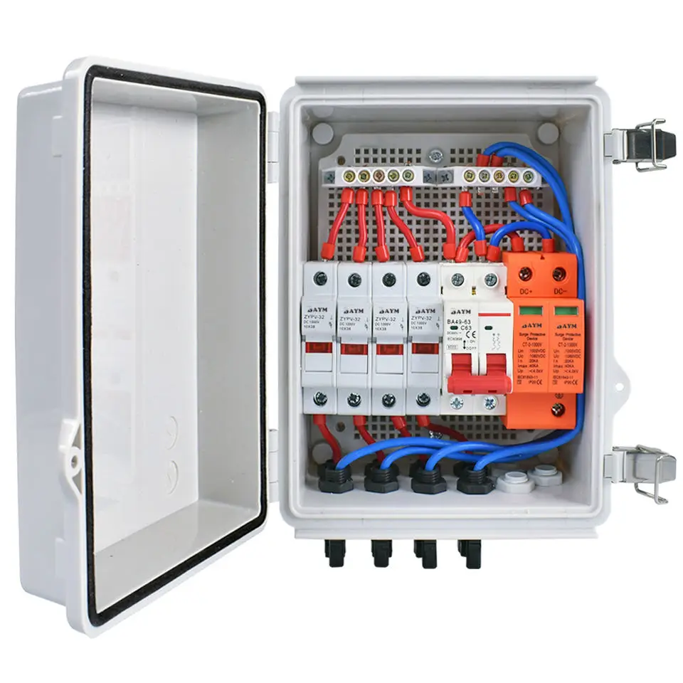 BAYM Solar PV Combiner Box With Lightning Protection 15A 4strings 600V For Solar Panel Circuit Breaker panel solar