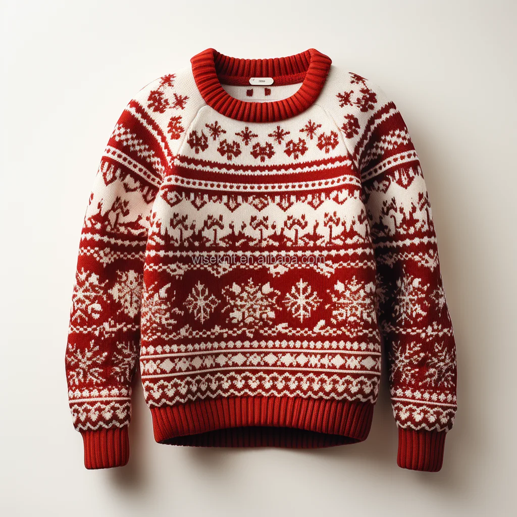 Custom Logo Christmas Men Sweater Jacquard letter knitwear men Crew neck pullover casual winter men Knitted tapestry sweater