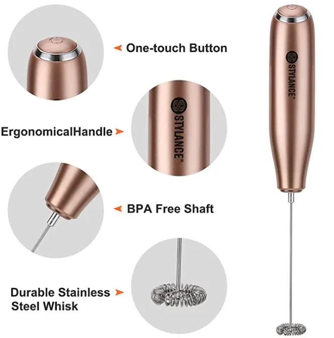 Handheld Foam Maker for Lattes - Battery Operated One - Button Whisk Drink Mixer for Coffee, Mini Foamer for Cappuccino, Matcha