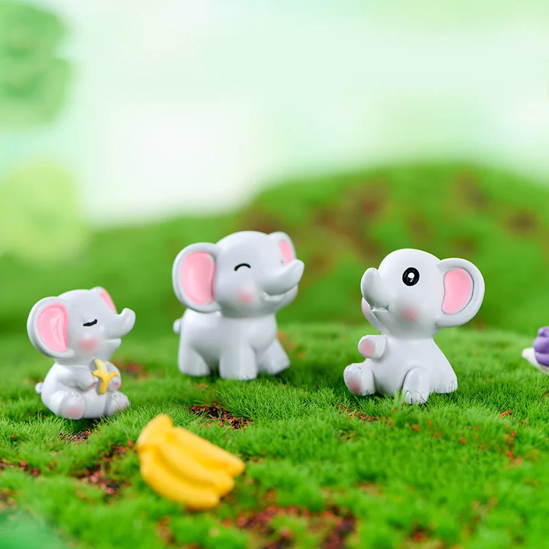 Миниатюрные Мультяшные Игрушки фигурки животных милые новые маленькие немой Слон Мини-поделки из смолы для настольного садового орнамента украшения дома