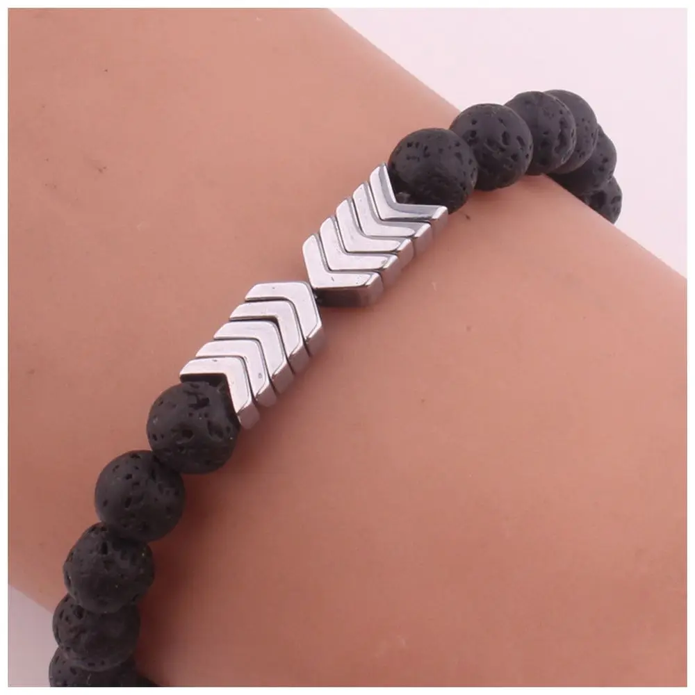 Yoga Bead Energy Natural Stone Bracelet Volcanic Stone Elastic Handmade Hematite Arrow Bracelet