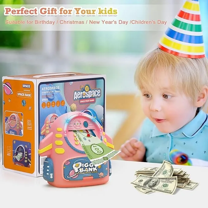 Electronic Piggy Bank for Kids With Password Protection Intelligent Analog Induction Airplane Cash Coin Toy