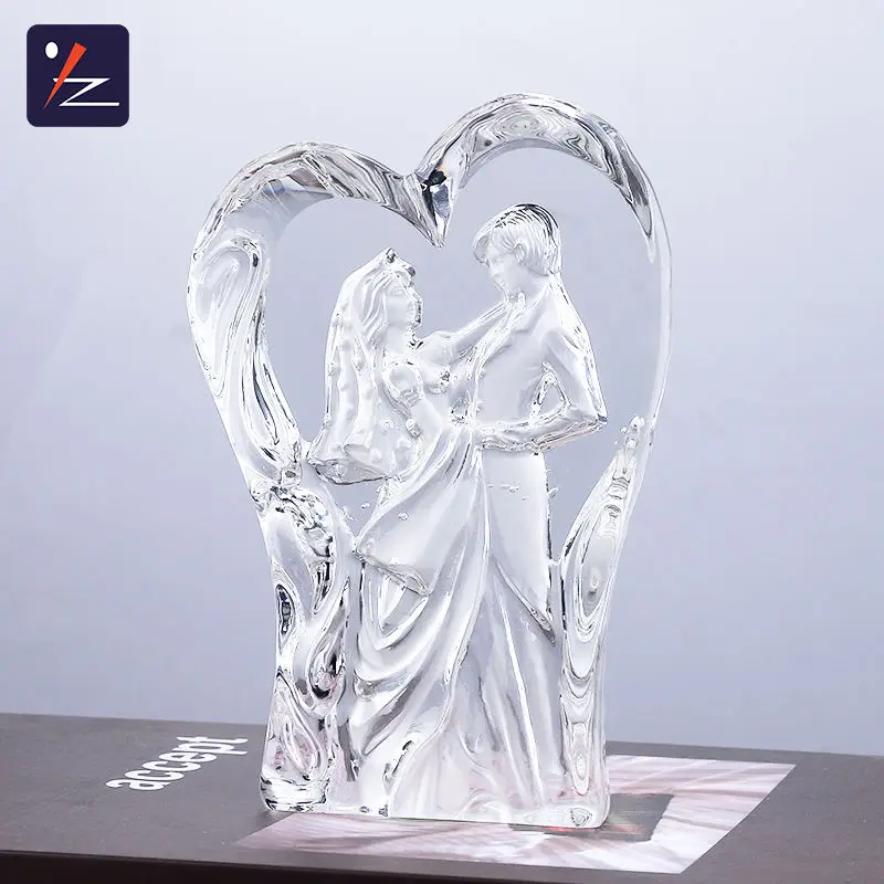 Custom 3D Laser Engraved Glass Craft Crystal Iceberg Award Feng Shui Home Decoration Polished Angel Theme Perfect Wedding Gift